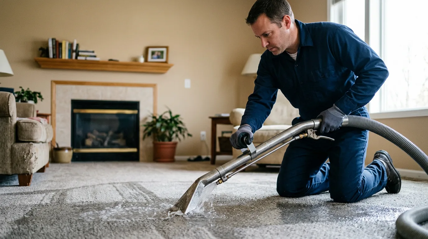 Water damage restoration technician working near Guttenberg, IA